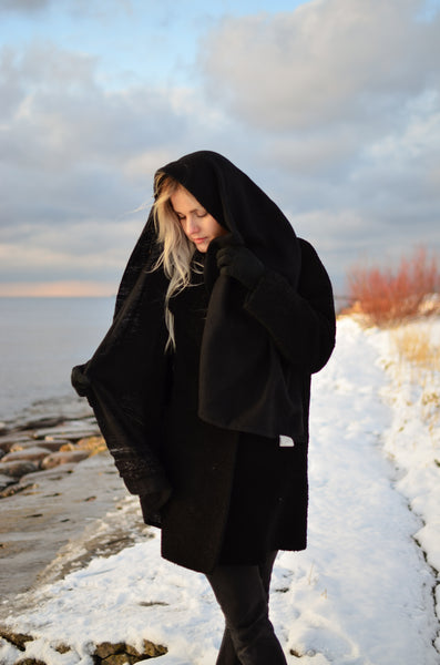 Wool scarf Black VI
